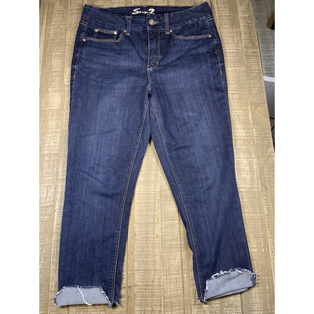 Seven 7 Tummyless High Rise Skinny Blue Jeans Womens Size 10 Stretch Distressed